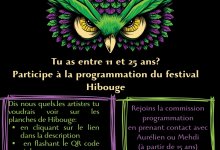Affiche festival hibouge avec un visuel de hibou au sommet, et un texte identique à celui de cette page web.