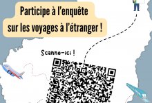 Visuel du questionnaire sur la mobilité internationale avec QR code pour ouvrir 