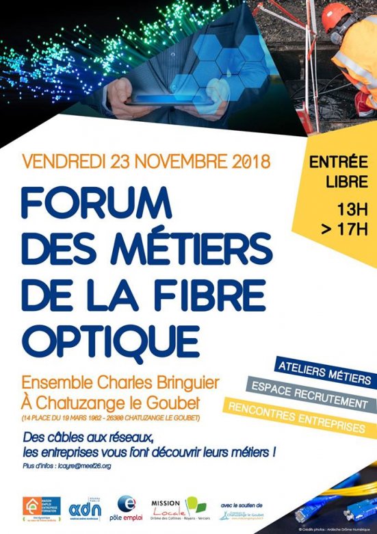 Affiche forum des métiers de la fibre optique le 23 novembre 2018 à Chatuzange-le-Goubet