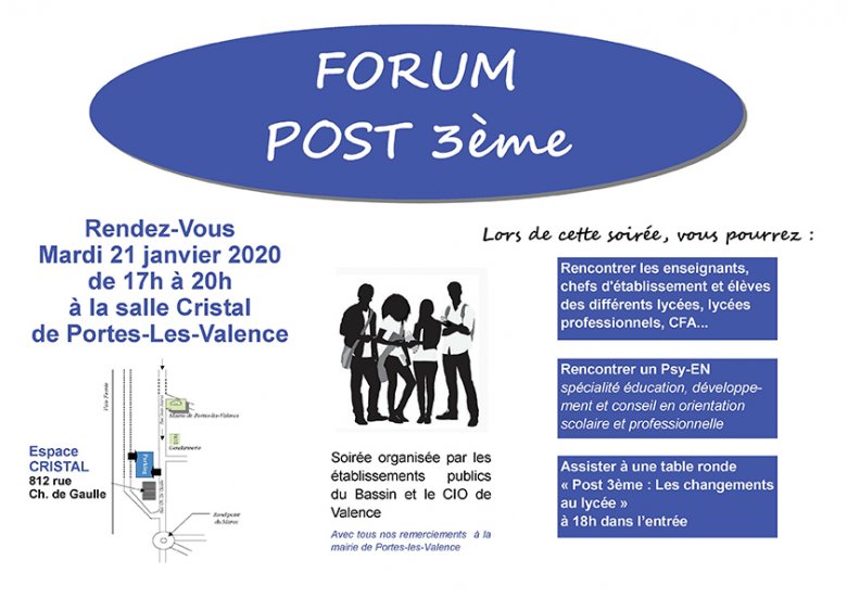 Affiche Forum Post 3ème le 21 janvier 2020 à Porte lès Valence