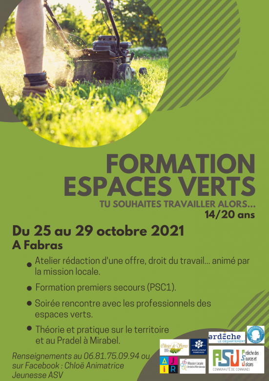 affiche formation espaces verts -Fabras - du 25 au 29 octobre 2021