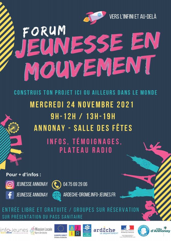 Affiche Forum jeunesse en mouvement à Annonay le 24 novembre 2021
