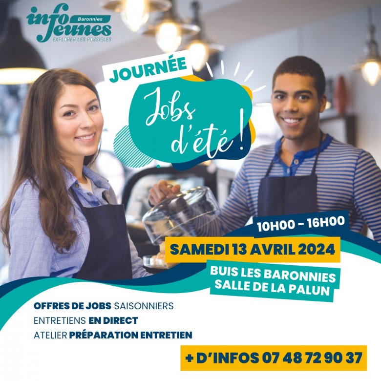 Participez à la Journée Jobs d'été le 13 avril 2024 à Buis-les-Baronnies pour découvrir des offres de jobs saisonniers. Rencontrez des employeurs, assistez à des entretiens en direct et bénéficiez d'ateliers de préparation aux entretiens.
